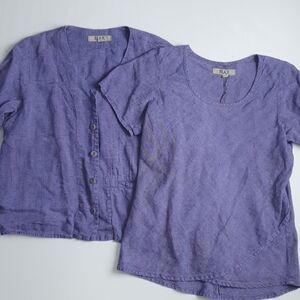 Flax 100% Linen Button Down Top Set